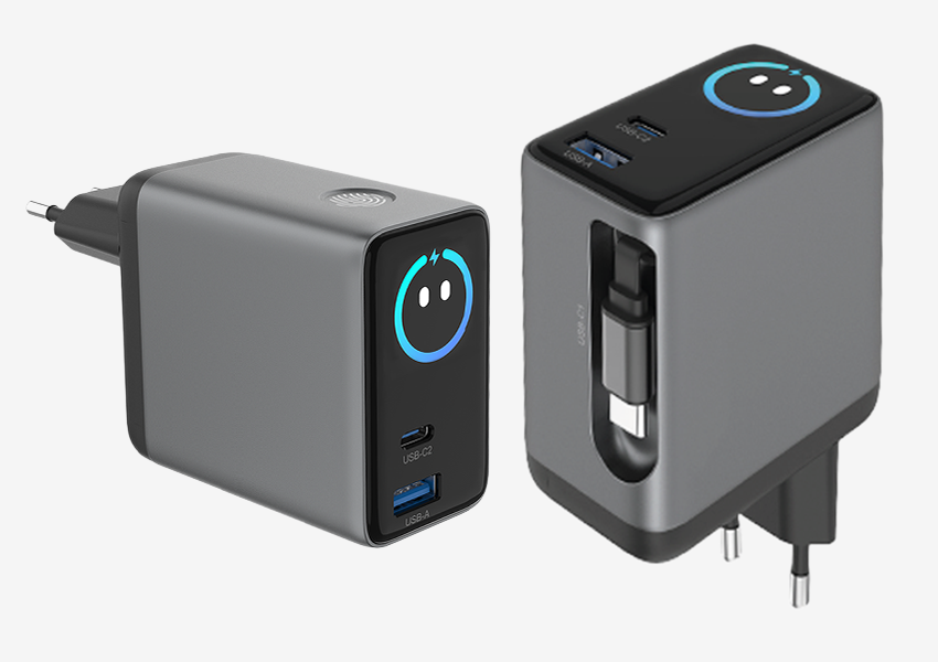 Nieuw! iNcentive 100W Smart AI Fast Charger + Retractable USB-C Cable (VT404)